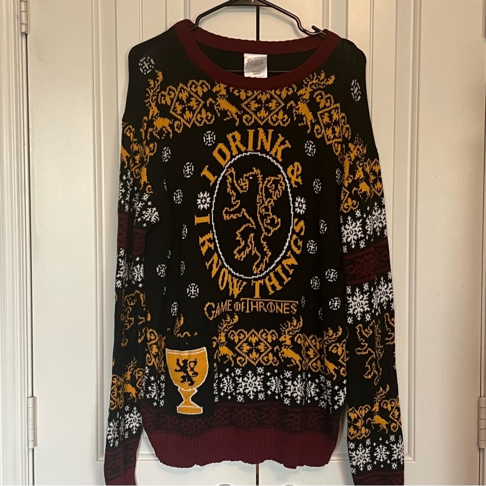 Game of Thrones I Drink and I Know Thing Knitted Sweater XL Christmas sweater